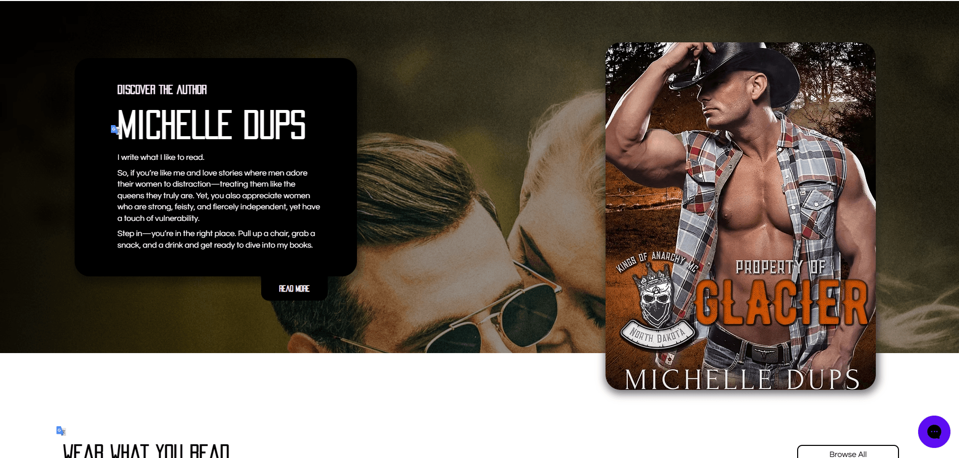 a screenshot of michelle dups merch website designed by aeonbranding