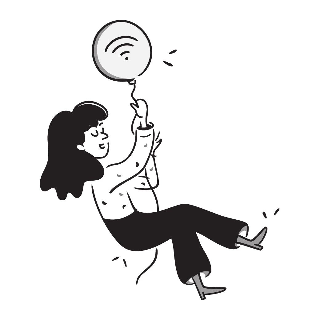 Woman floating with a balloon