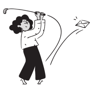 Woman swinging a golf club on an email
