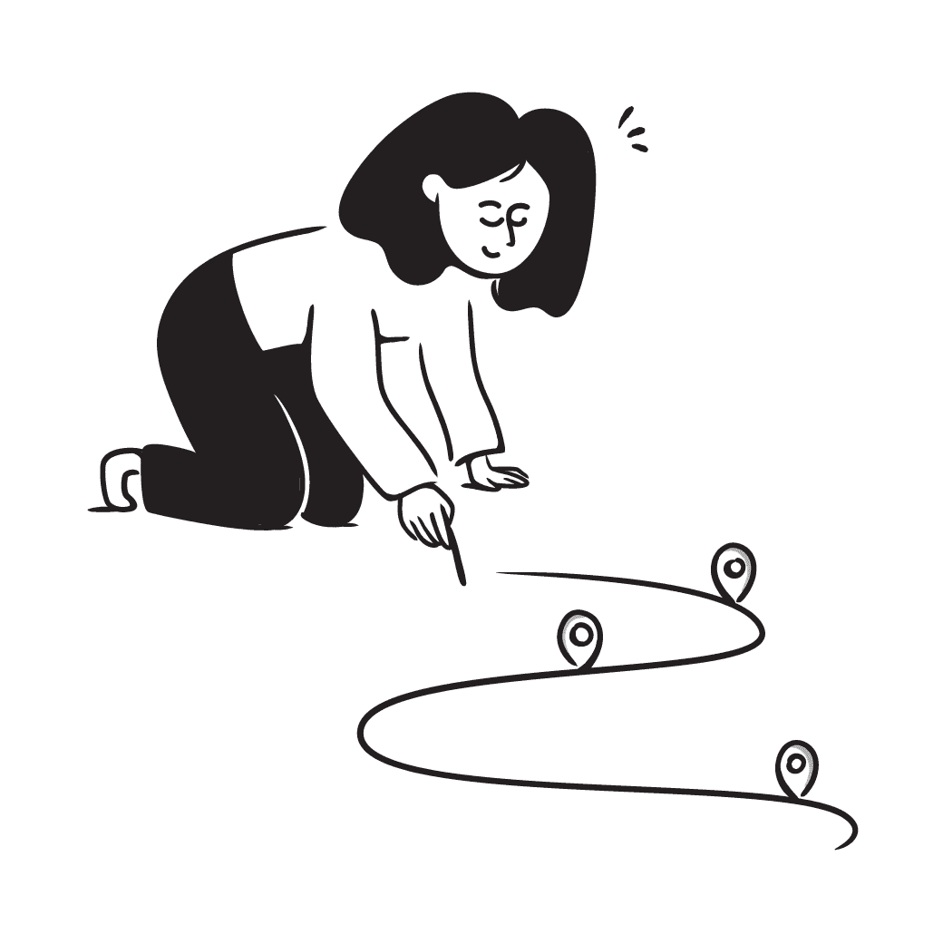 Woman mapping a path on the floor